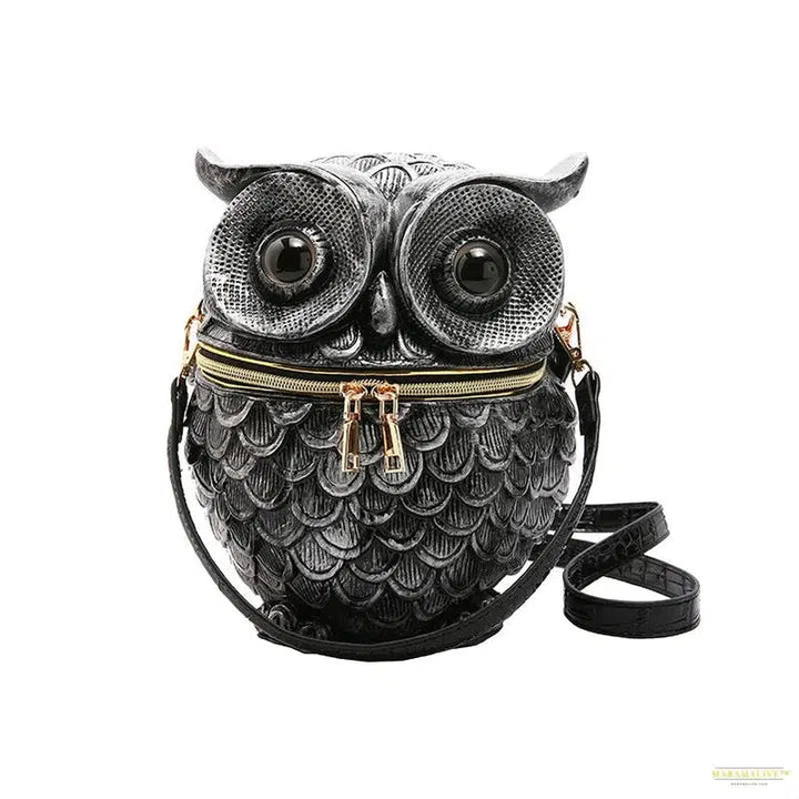 Owl Gothic Luxury Design Crossbody Bag for Women – High Quality Leather Round Bag with Unusual and Trendy Personality