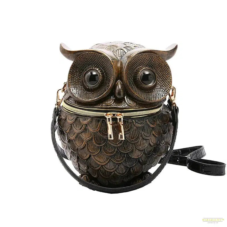 Owl Gothic Luxury Design Crossbody Bag for Women – High Quality Leather Round Bag with Unusual and Trendy Personality