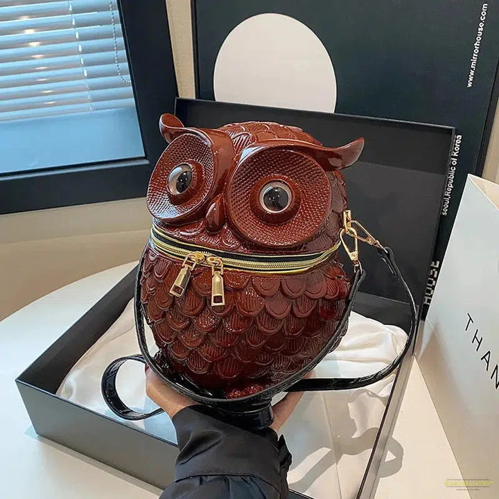 Owl Gothic Luxury Design Crossbody Bag for Women – High Quality Leather Round Bag with Unusual and Trendy Personality