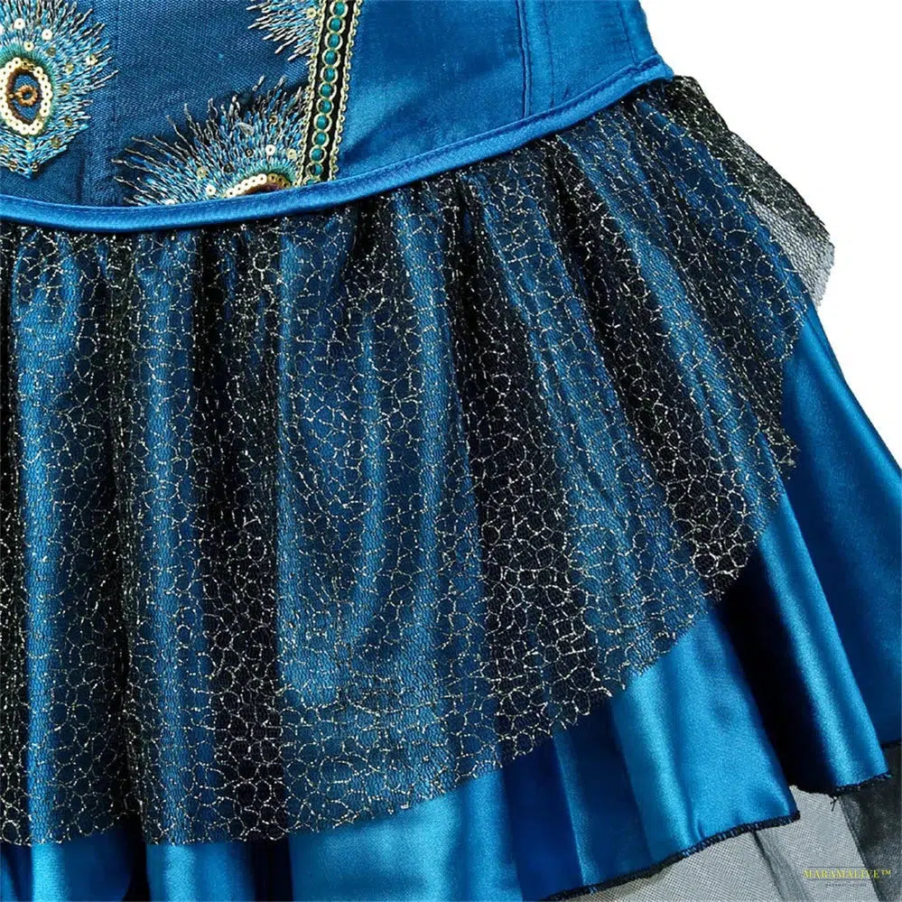 Peacock Costume Cosplay Corset Top for Women Blue Embroidery Peacock Feather Corset lingerie Sexy Overbust Corset With Skirt