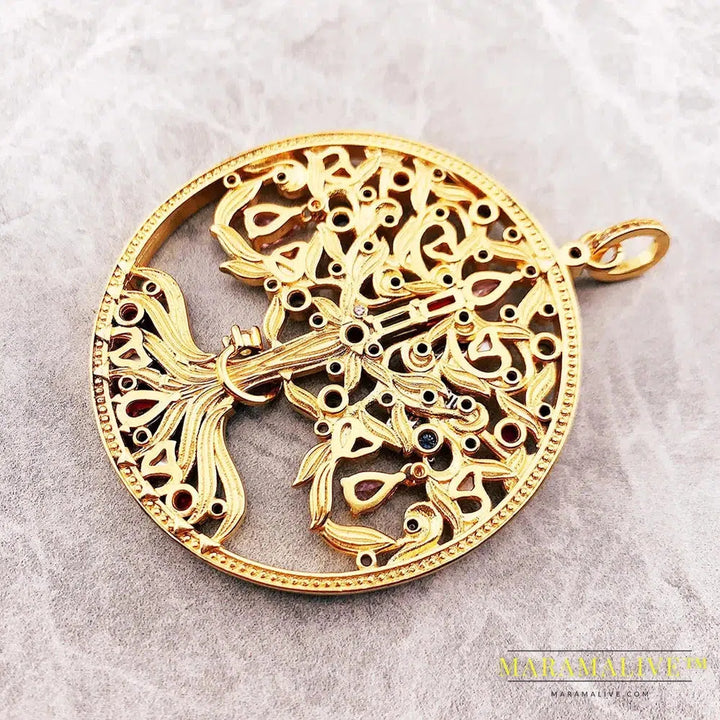 Pendant Artful Tree Gold Raven Spring Fine 925 Sterling Silver Jewelry Romantic Love Gift For Women