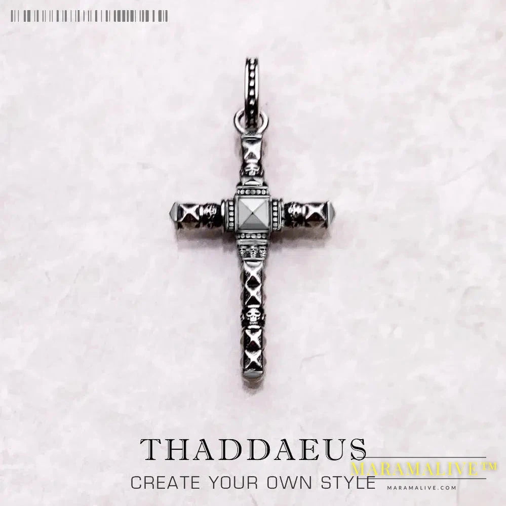 Pendant Black Ethno Studs Look Cross New Fine Jewelry 925 Sterling Silver Gift For Women & Men