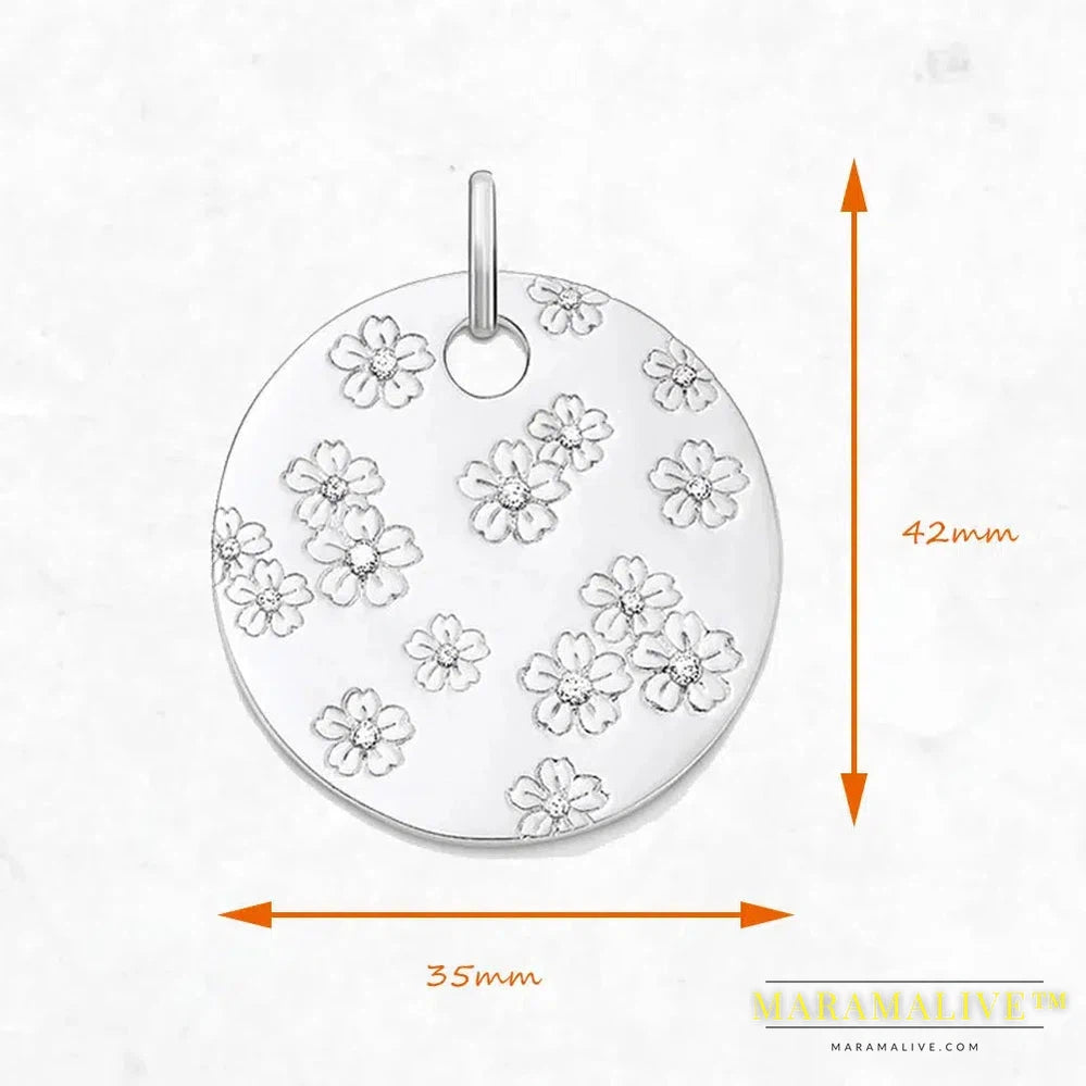 Pendant Cherry Blossom Ornament Brand New Spring 925 Sterling Silver Romantic Jewelry Europe Accessorie Gift For Woman