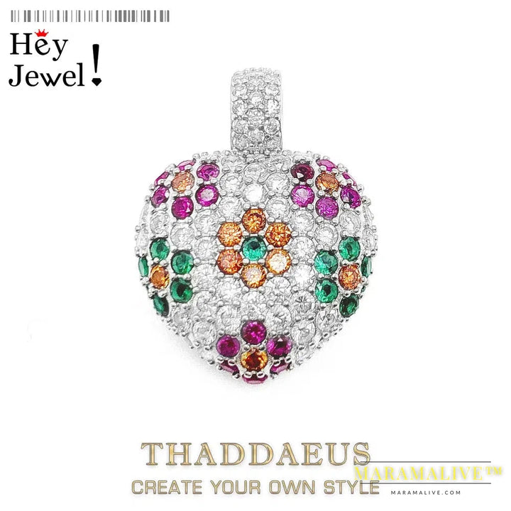 Pendant Flower Heart Brand 925 Sterling Silver Glam Jewelry Europe Accessorie Soul Gift For Women