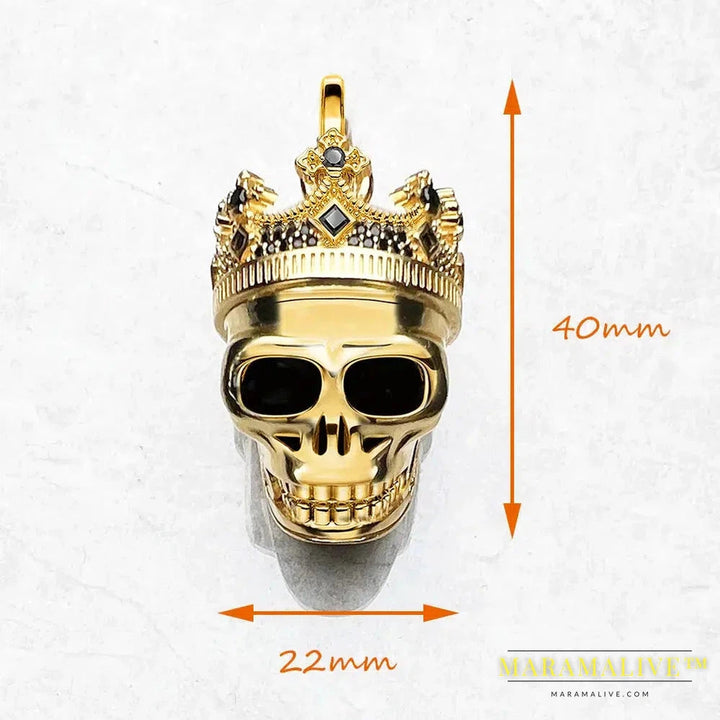 Pendant Golden Skull King with Crown Fine Jewelry Rebel Street