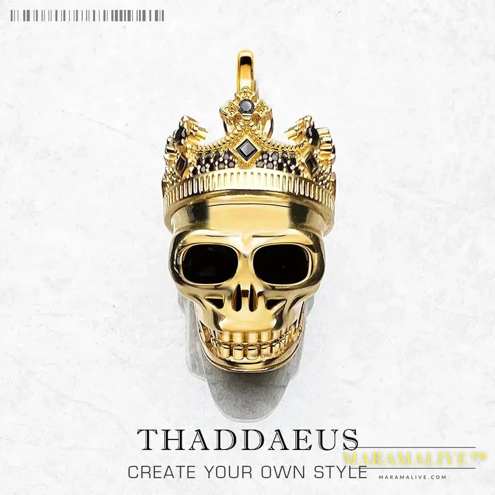 Pendant Golden Skull King with Crown Fine Jewelry Rebel Street