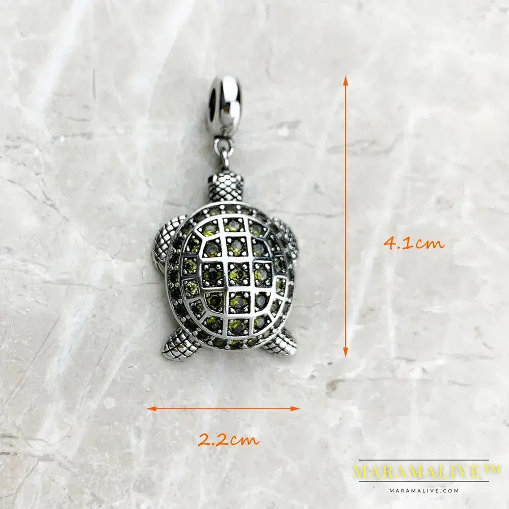 Pendant Green Turtle Large Brand New Fashion Jewelry Europe Accessories 925 Sterling Silver Gift For Woman Men