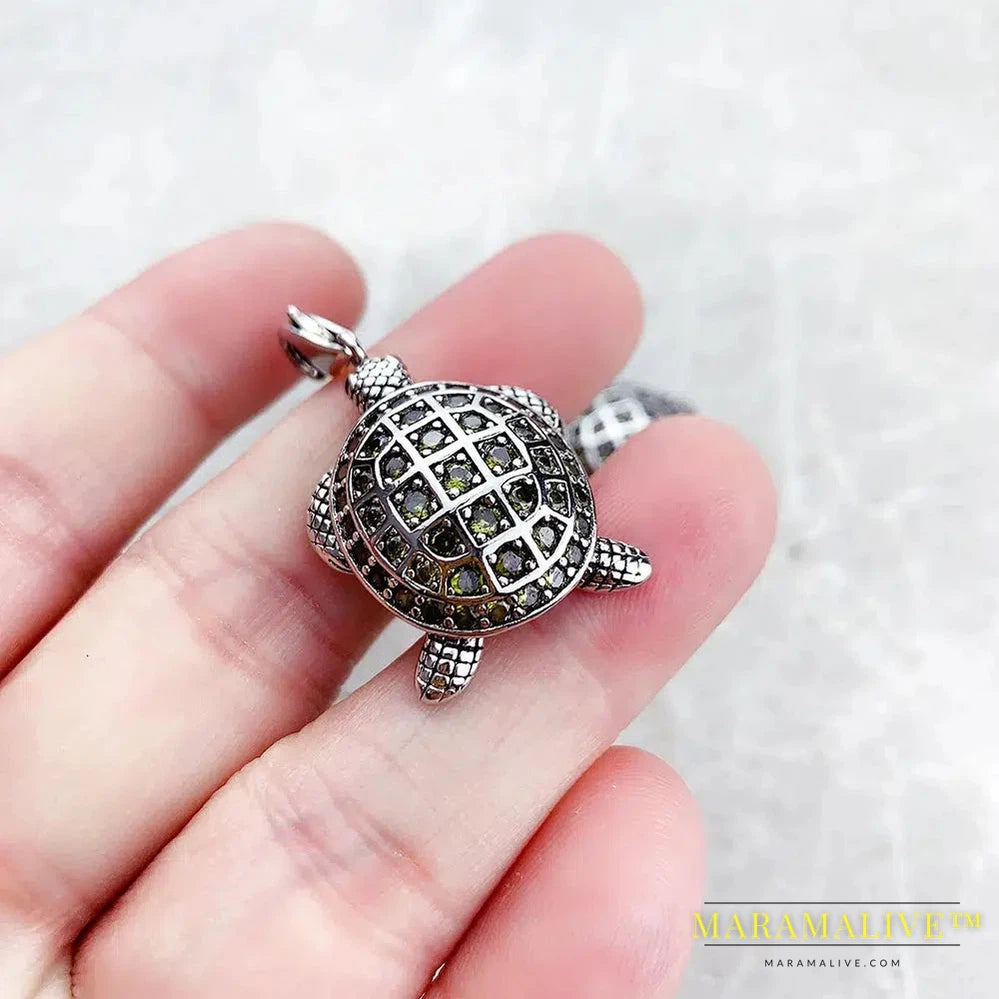 Pendant Green Turtle Large Brand New Fashion Jewelry Europe Accessories 925 Sterling Silver Gift For Woman Men