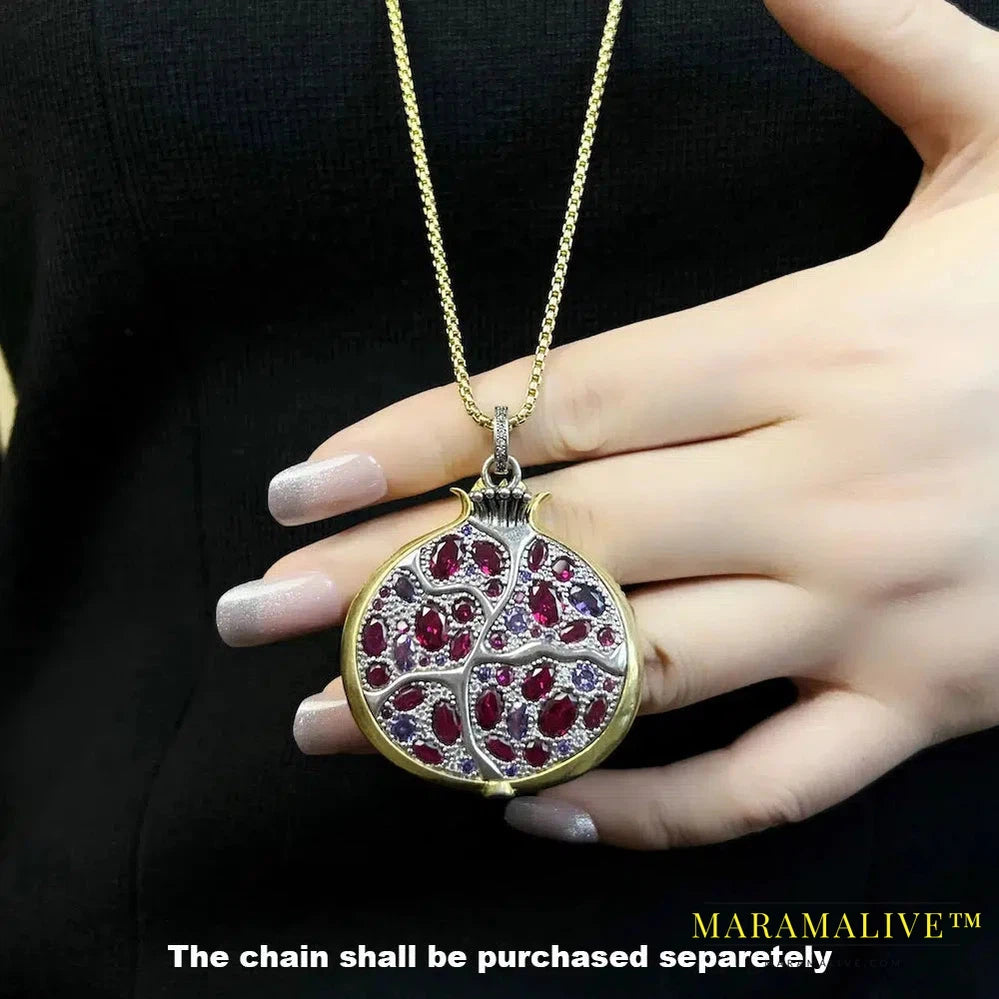 Pendant Large Pomegranate Spring Fashion 925 Sterling Silver Jewelry Romantic Gift For Women