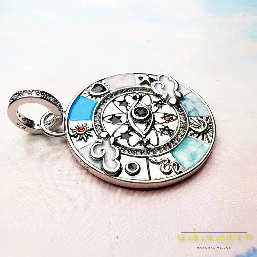 Pendant Lucky Eye Amulet Magical Lucky Cosmic Symbols Jewelry 925 Sterling Silver Women Men Vintage Gift