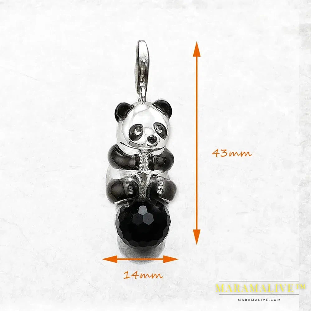 Pendant Panda With Crystal 925 Sterling Silver Cute