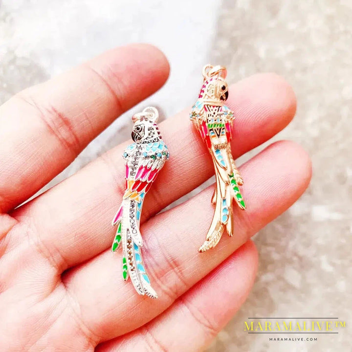 Pendants Colourful Parrot,Spring New Jewelry 925 Sterling Silver Accessorie Jungle Gift For Women