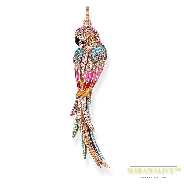 Pendants Colourful Parrot,Spring New Jewelry 925 Sterling Silver Accessorie Jungle Gift For Women