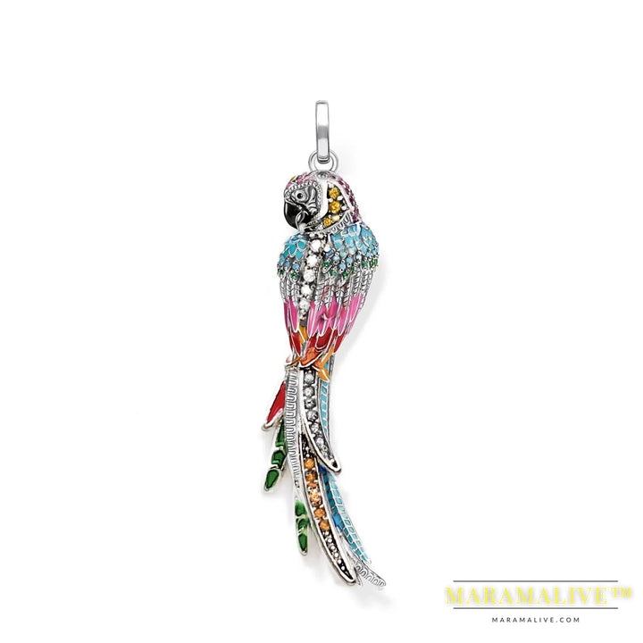 Pendants Colourful Parrot,Spring New Jewelry 925 Sterling Silver Accessorie Jungle Gift For Women