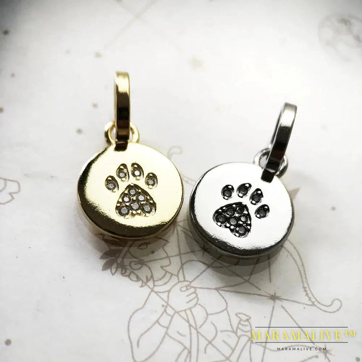 Pendants Disc Cute Little Cat Paw Autumn Jewelry 925 Sterling Silver Gift For Women Pet