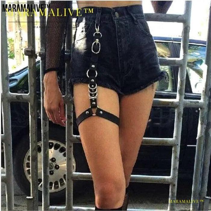 Personality Punk Fashion Gothic Style Women's Leggings Chain