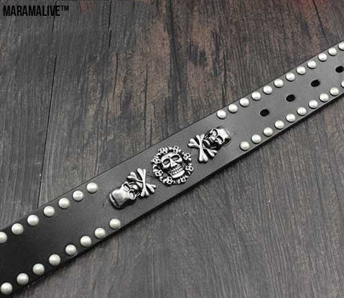 Personality Skull Rivet Cowhide Belt