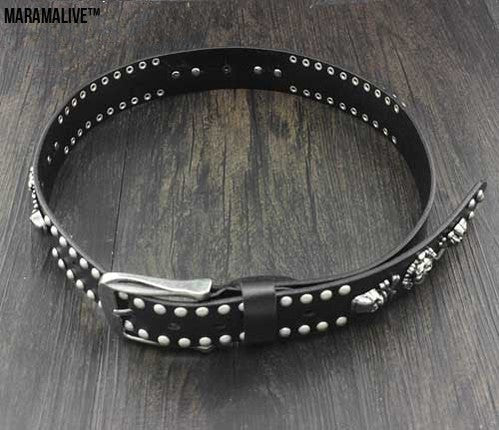 Personality Skull Rivet Cowhide Belt