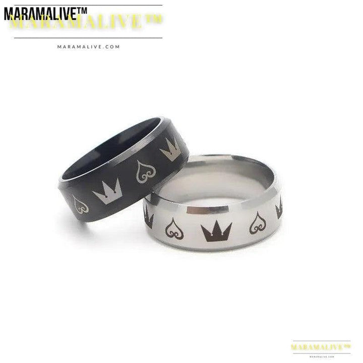 Personality Trendy Hearts and Crowns Electroplated Ring