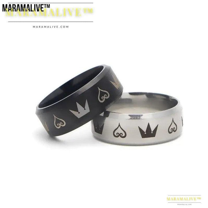 Personality Trendy Hearts and Crowns Electroplated Ring