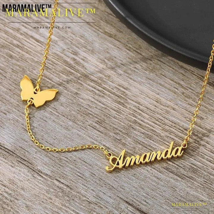 Personalized butterfly name necklace You Customize this Necklace with A Name