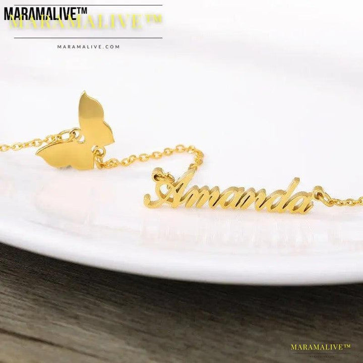 Personalized butterfly name necklace You Customize this Necklace with A Name