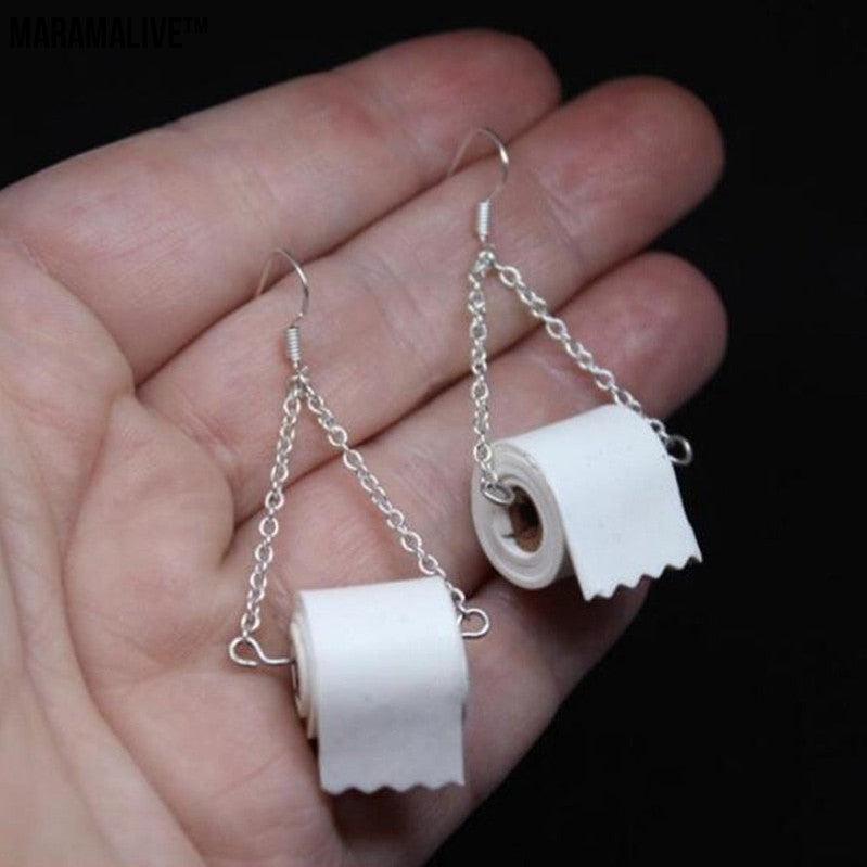 Personalized toilet roll paper earrings