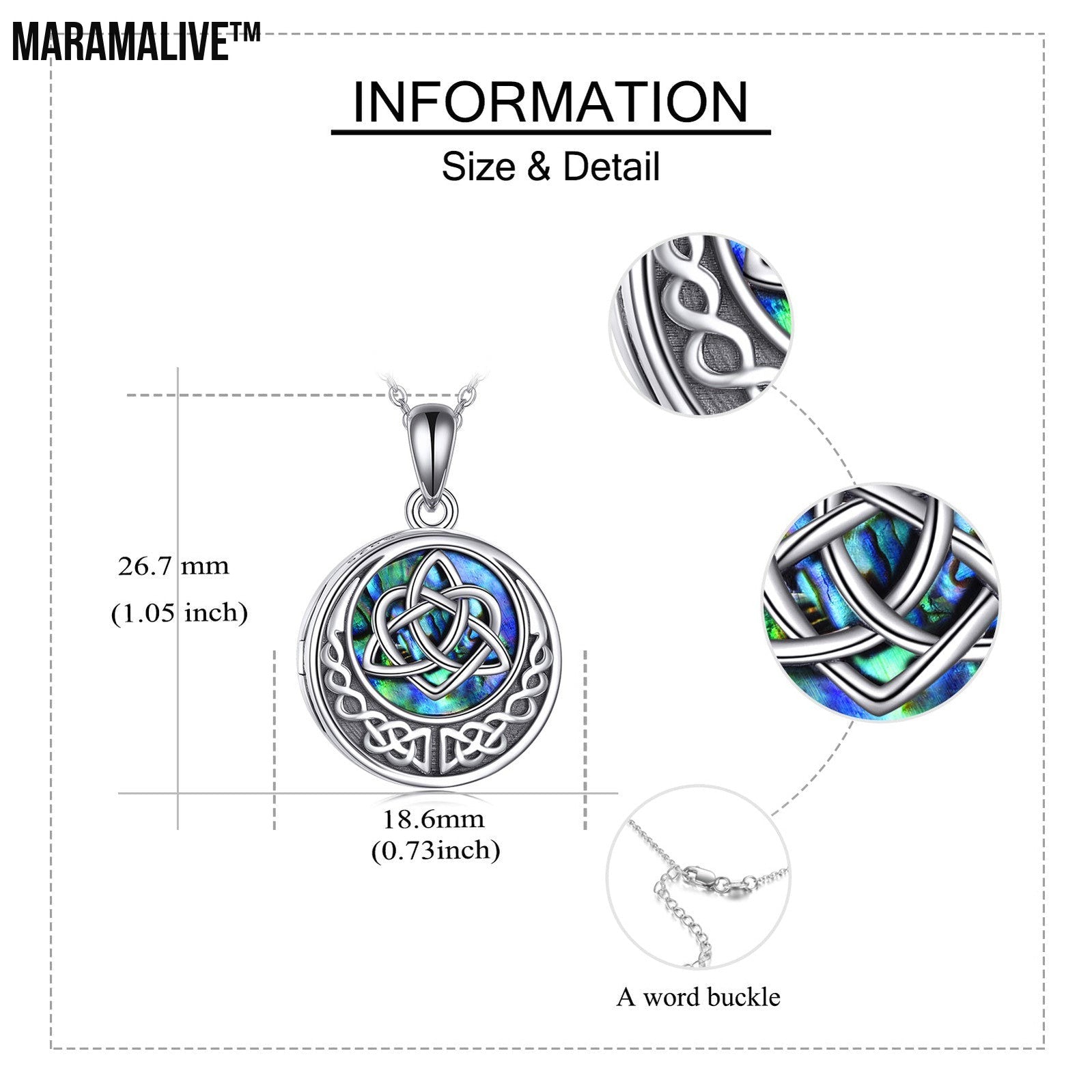 Photo Locket Necklace 925 Silver Celtic Knot for Women