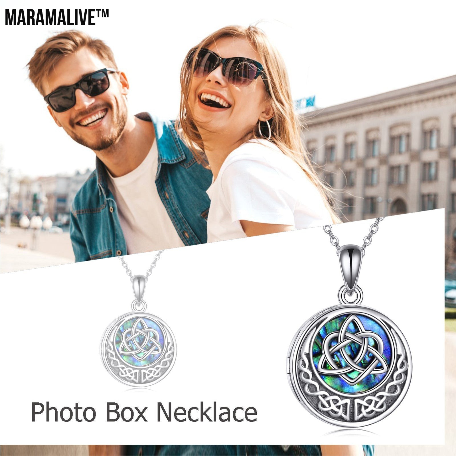 Photo Locket Necklace 925 Silver Celtic Knot for Women