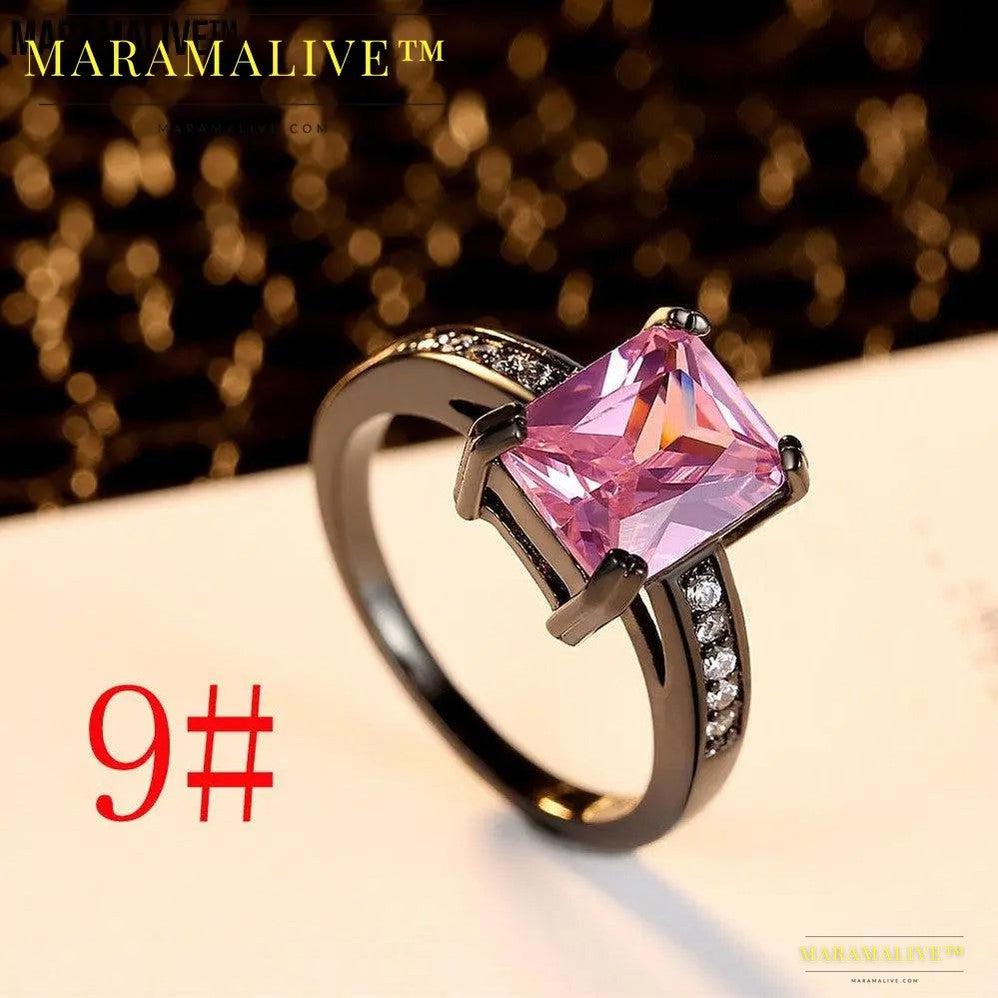 Pink Diamond Solitaire Ring | Electroplated Black Copper finish