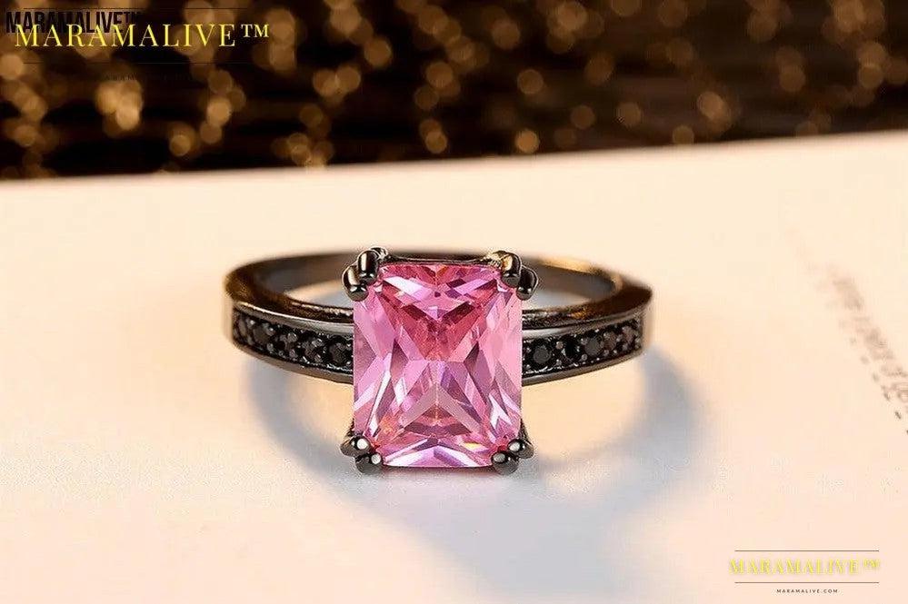 Pink Diamond Solitaire Ring | Electroplated Black Copper finish