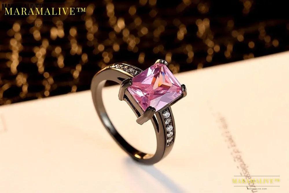 Pink Diamond Solitaire Ring | Electroplated Black Copper finish