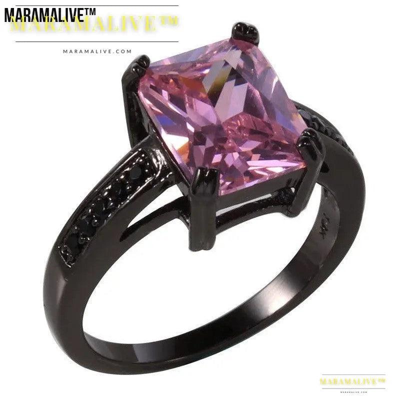 Pink Diamond Solitaire Ring | Electroplated Black Copper finish