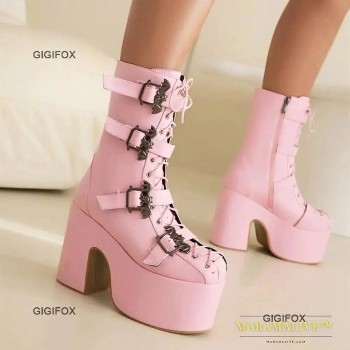 Platform Boots For Women Over The Knee High Heeled Boots Punk Goth Fashion New Shoes Autumn Winter Brand New Buckles