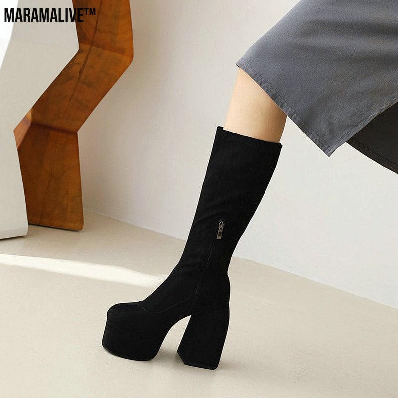 Platform Platform Thick Sole High Boots Elastic Thin Skinny Long