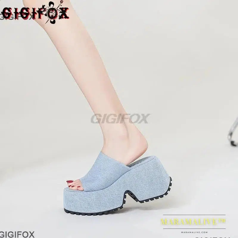 Platform Sandals For Women Denim Open Toe Wedges Shoes Outdoor Indoor Chunky Slipper Sandals Casual Classic Brand New