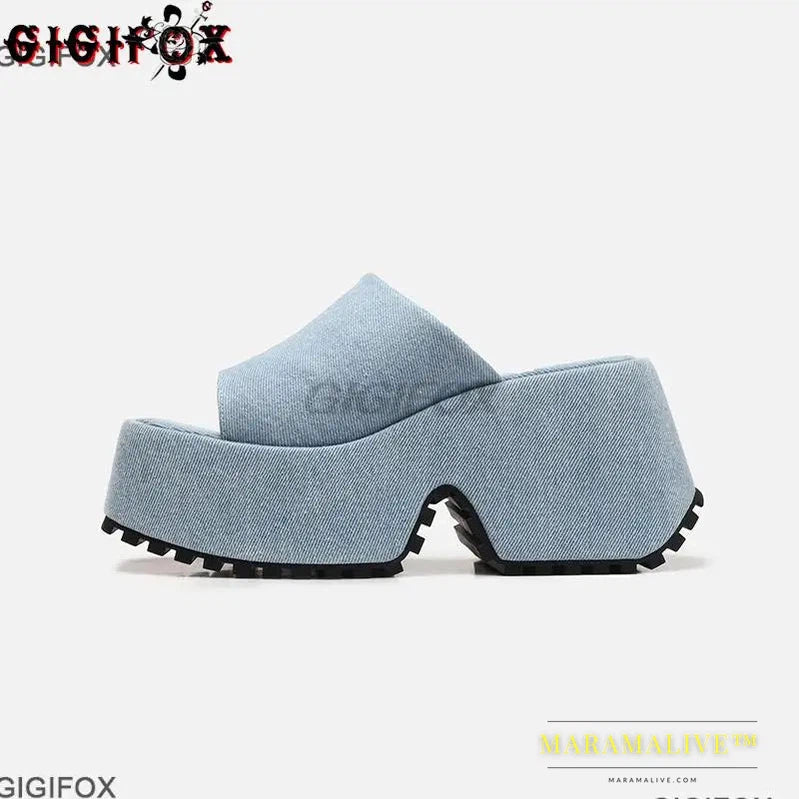 Platform Sandals For Women Denim Open Toe Wedges Shoes Outdoor Indoor Chunky Slipper Sandals Casual Classic Brand New