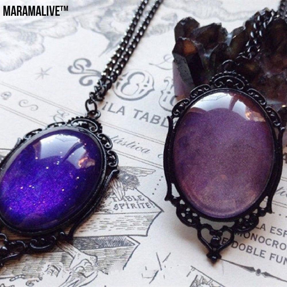 Plum Sunset Talisman: Purple Night Sky Gothic Necklace