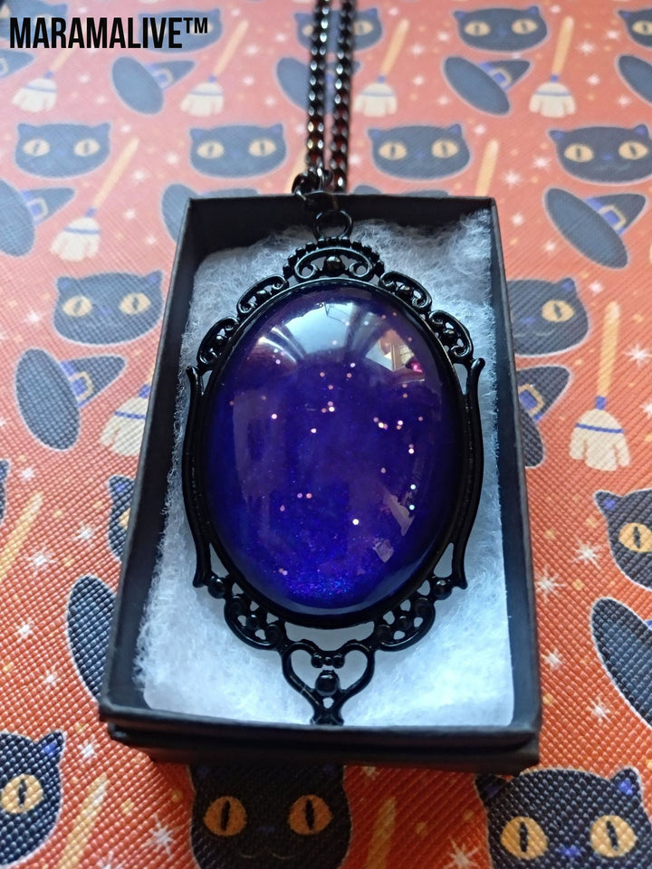 Plum Sunset Talisman: Purple Night Sky Gothic Necklace