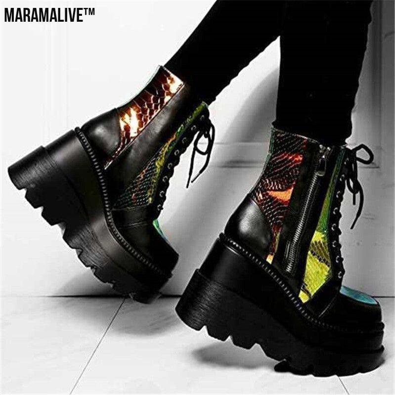 Plus Size Female Punk Style Platform Street Fashion Motorcycle Boots