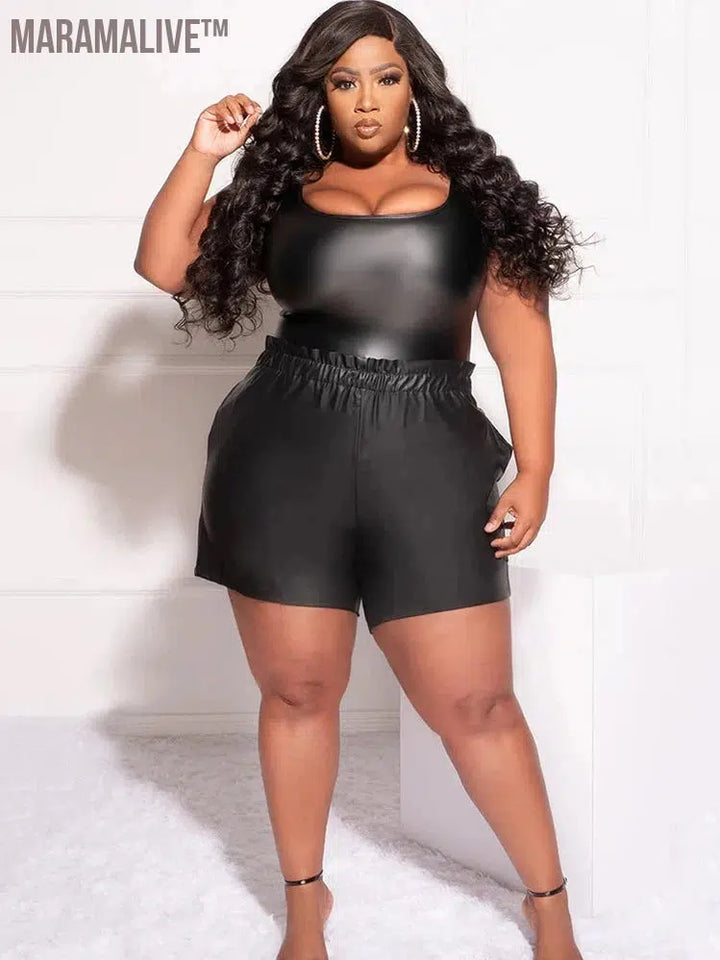 Plus Size Women Faux Matte Leather Shorts 9XL Elasticband High Waist Shorts 6XL Stretch PU Slim Shorts 7XL Clubwear 8XL Custom