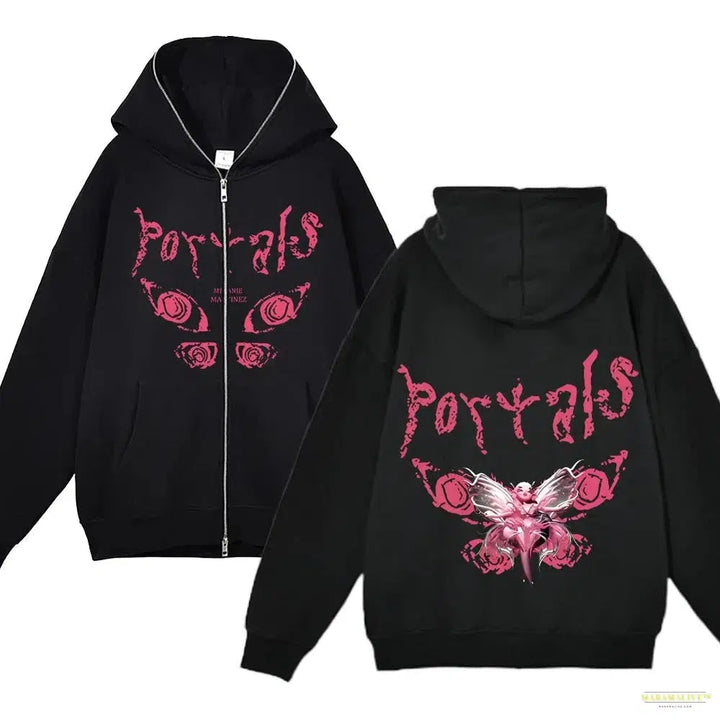 Portals Tour Album Print Hoodie Full Zipper Streetwear for Men Women Casual Coats Hip Hop Style