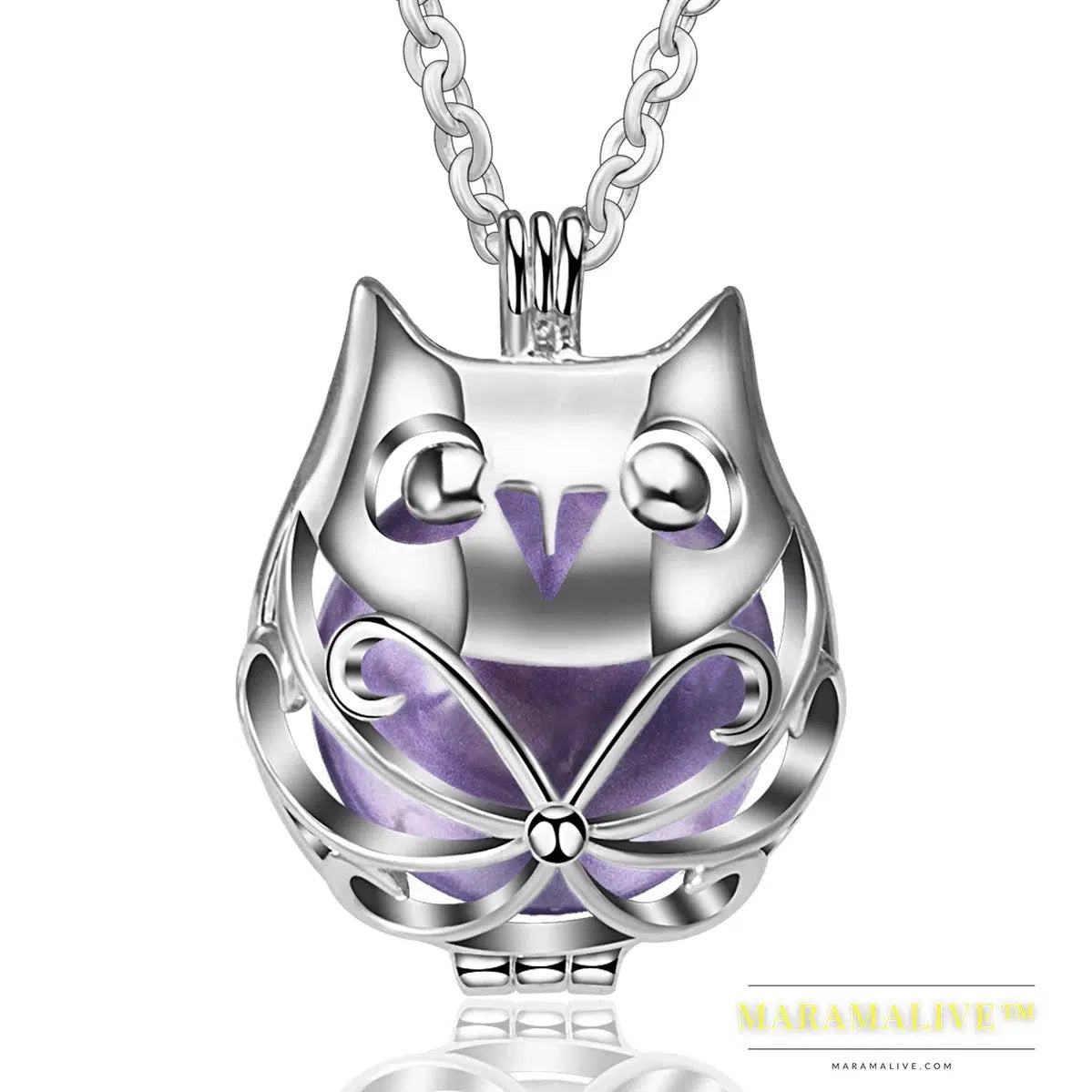 Pregnancy Bola Ball Necklace Unique Lovely Owl Locket Cage Pendant With 20mm Inner Mexican Bola Pregnant Women Jewelry