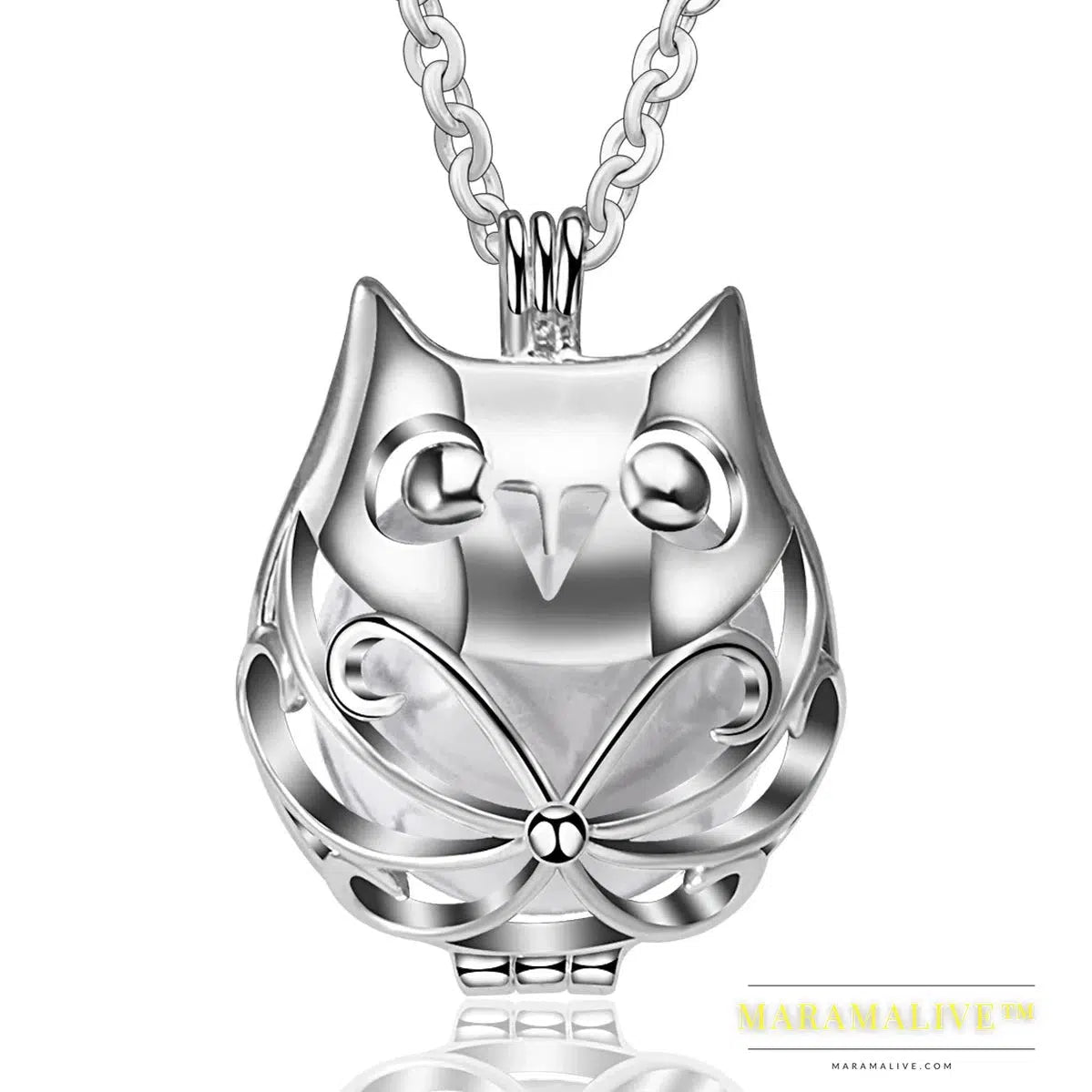 Pregnancy Bola Ball Necklace Unique Lovely Owl Locket Cage Pendant With 20mm Inner Mexican Bola Pregnant Women Jewelry