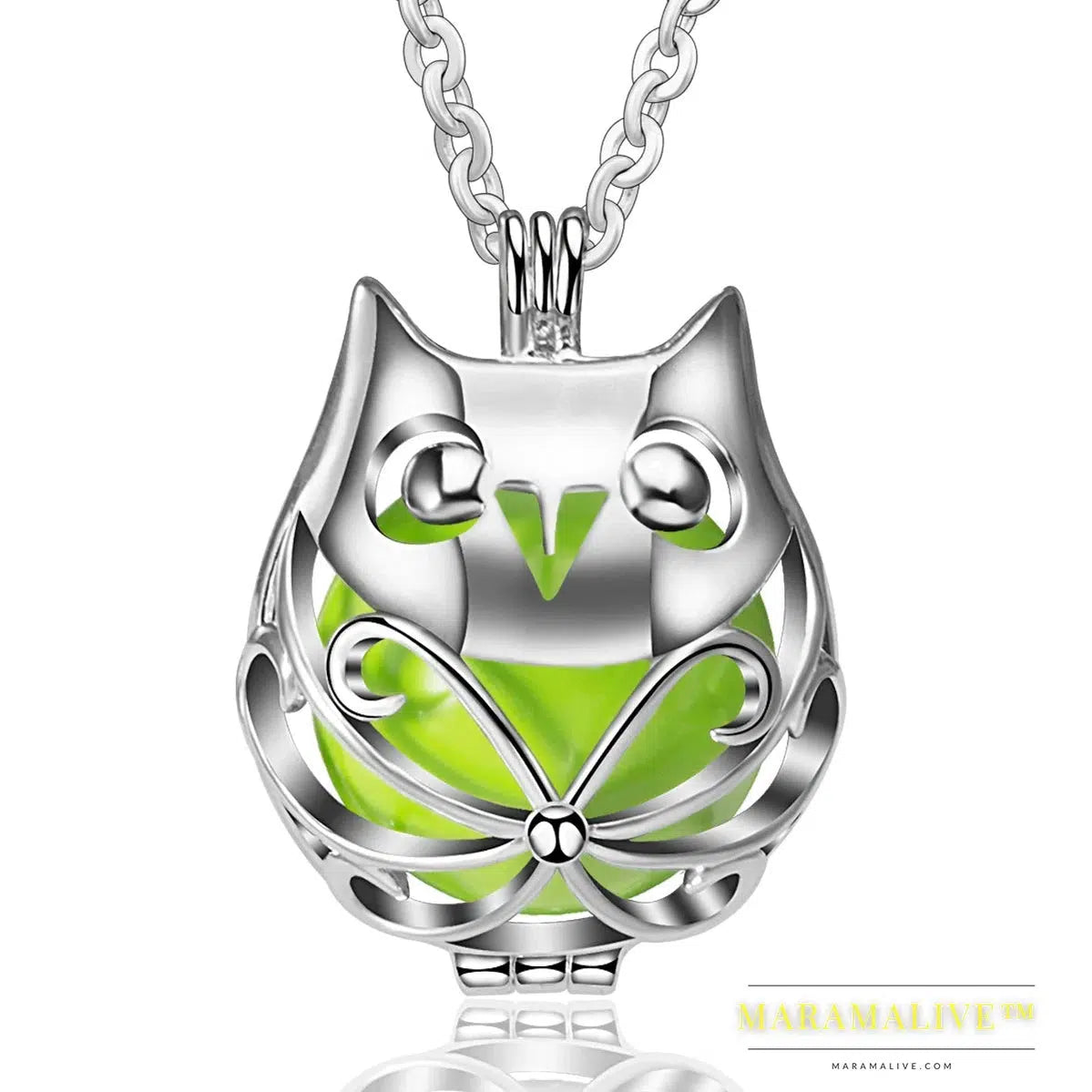 Pregnancy Bola Ball Necklace Unique Lovely Owl Locket Cage Pendant With 20mm Inner Mexican Bola Pregnant Women Jewelry