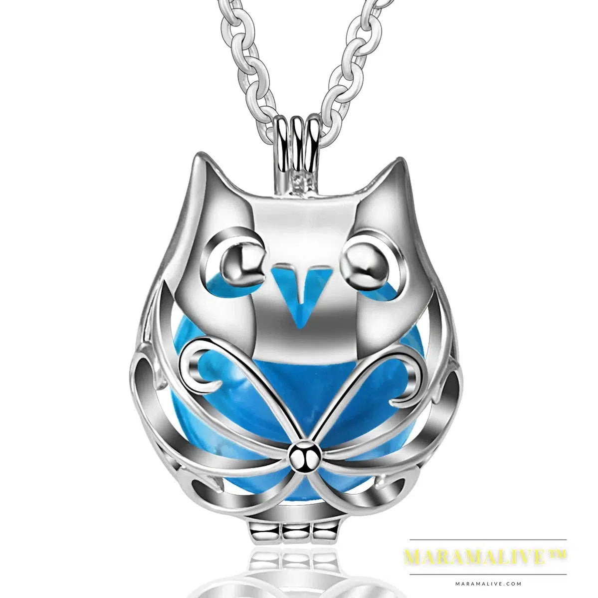 Pregnancy Bola Ball Necklace Unique Lovely Owl Locket Cage Pendant With 20mm Inner Mexican Bola Pregnant Women Jewelry