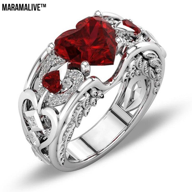 Princess Ring Heart-shaped Ruby Engagement Ring