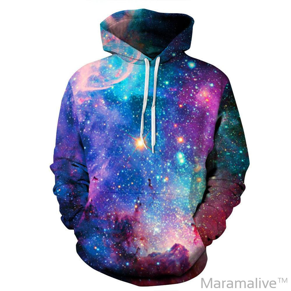 Printed starry sky hoodie size hoodie