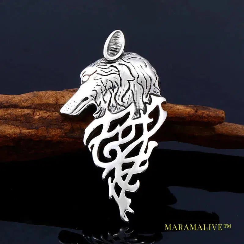 Punk 316L stainless steel new design howling wolf pendant necklace viking men celt Charm Fashion jewelry Boys gift