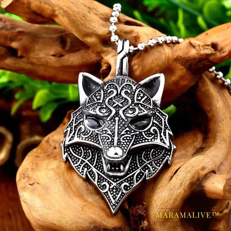 Punk 316L stainless steel new design howling wolf pendant necklace viking men celt Charm Fashion jewelry Boys gift